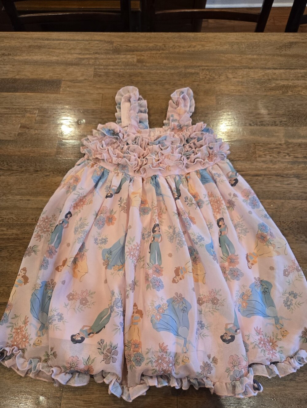 Girls Pink Disney Princess Ruffle Dress